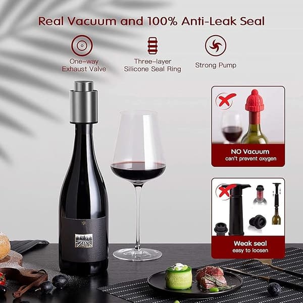 Rustfrit push-type vakuum vinstop med tidsskala vinbot