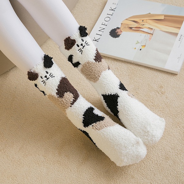 5 st djur vinter varma mid calf sängstrumpor kvinnor flickor mjuka fluffiga Lou