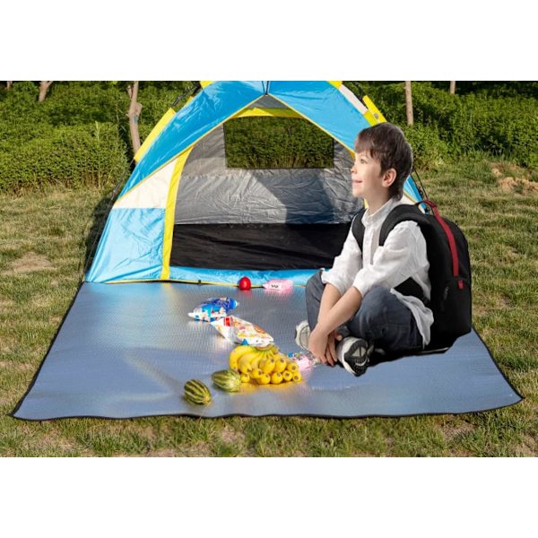Picnic tæppe 200 x 150 cm dobbeltsidet aluminiumfolie isoleret og I