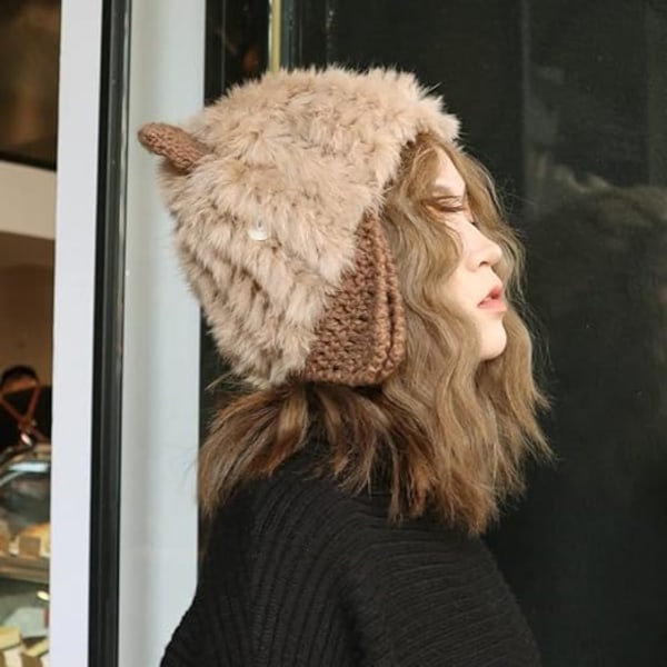 Kvindernes søde øre fluffy trapper trooper hat faux fur russisk bomber hat
