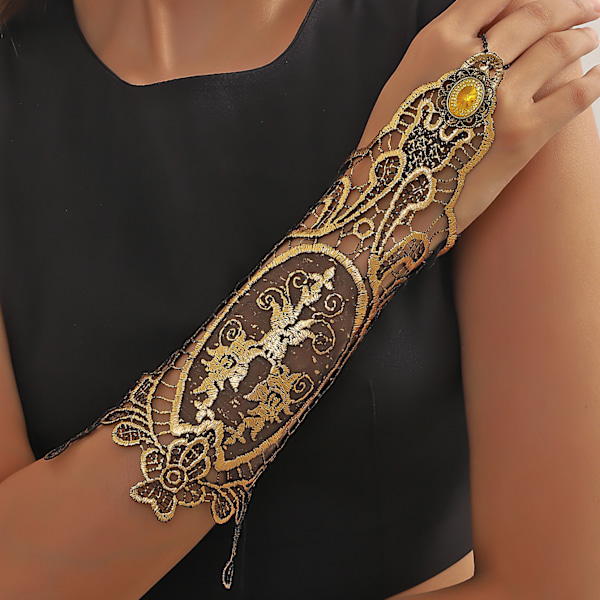 Gotisk handmanschett med brosch viktoriansk Steampunk handledsmanschett Gear Brace
