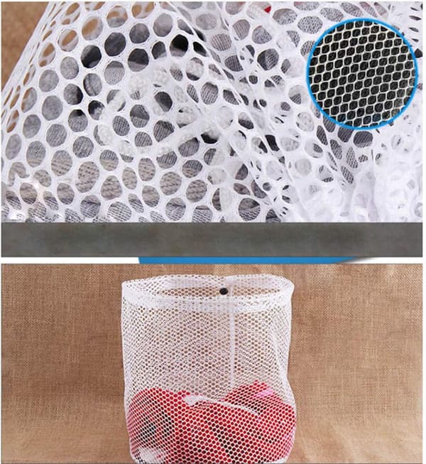 Premium Vaskepose med Grov Maske - Solid Hvit Mesh-materiale med Snøring. (Stor, 60 x 80cm)