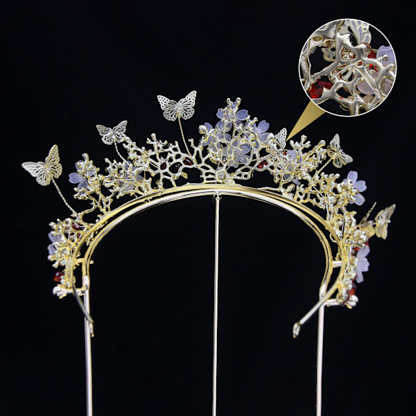 Morsiamen tiara perhosen koristekivi kruunu vintage kukka hääkruunu naisille