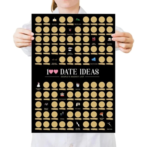 100 datoer Scratch Off Plakat, Par Overraskelse 100 Dato Ideer List, Sc