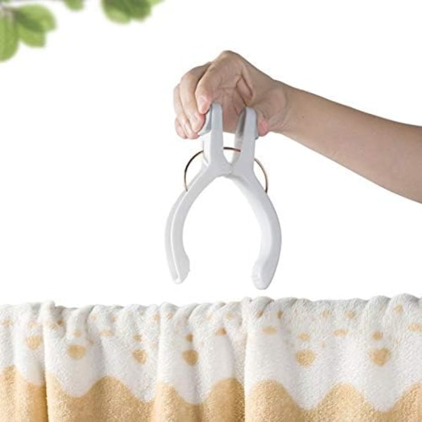 8 stk. Strandhåndklædeklemmer til strandstole, hvide, jumbo størrelse, håndklædeklemmer, liggestole, poolstole, plastik tøjklemmer
