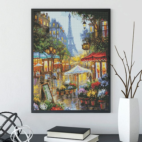 Diamantmålningskit - 30x40 cm Rund Full Borr Blomsterbutik de Paris Diamantkonstkit för Vuxna