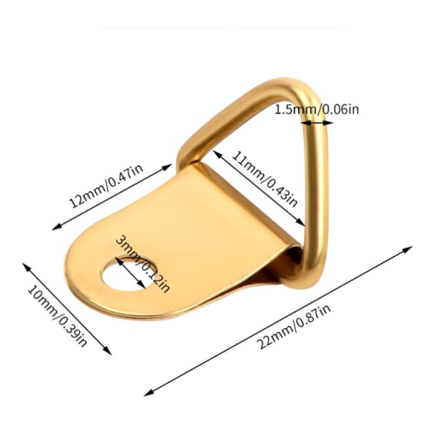50 stk. Guld krog til billedramme Trekantede ringe Billedrammeophæng Ho