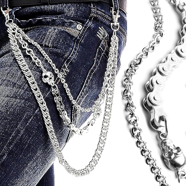 Byxkedja för män kvinnor, Biker Dödskalle Kedja Plånbok, för Hip Hop Rock Jean Gothic