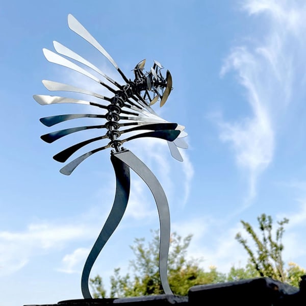 Sjov have humanoid kinetisk energi have statue vind spinner rustfrit stål papir mand vindmølle indretning udendørs vind skulpturer ornamenter