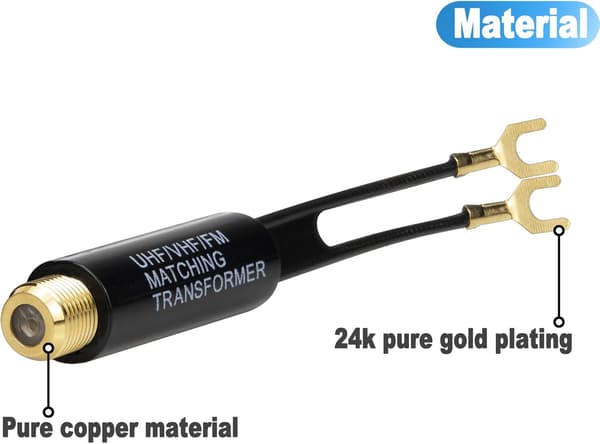 Ancable Matching Transcompatiblemer, 3-pakning gullbelagt - 75 Ohm til 300 Ohm A
