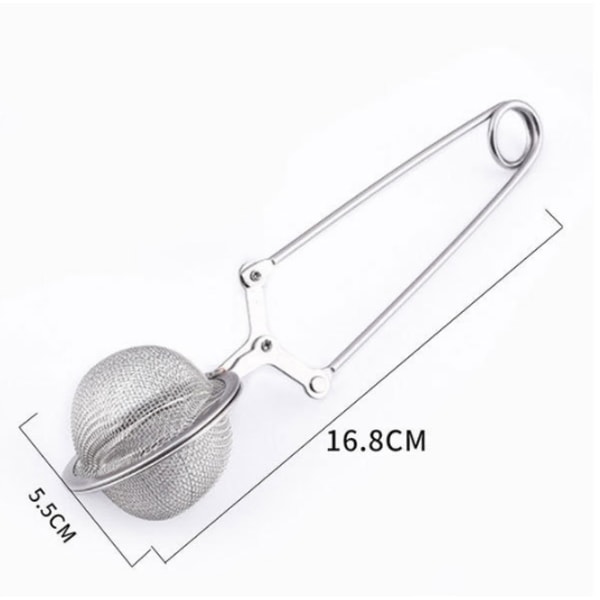 Te-kugle, 5 stk. te-tænger i rustfrit stål, kugleformet te-infuser, finmasket si-tang, te-infuser, til løs te og krydderier Ø