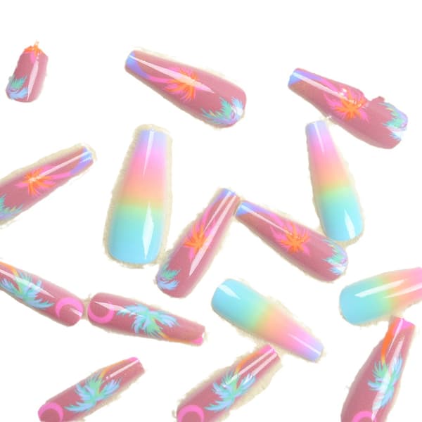 Fargerike Måneskinns Negleplaster, Gradient Negler