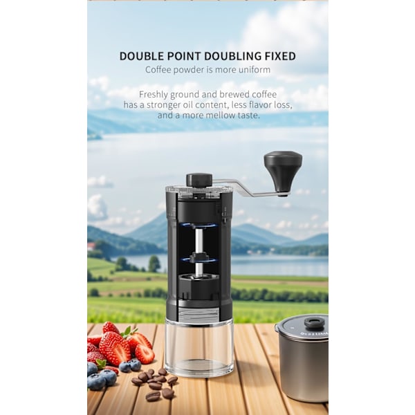 Justerbar ekstern manuel kaffekværn med moderne højpræcisions keramisk konisk kværn og 40-trins justering, egnet til Aeropress