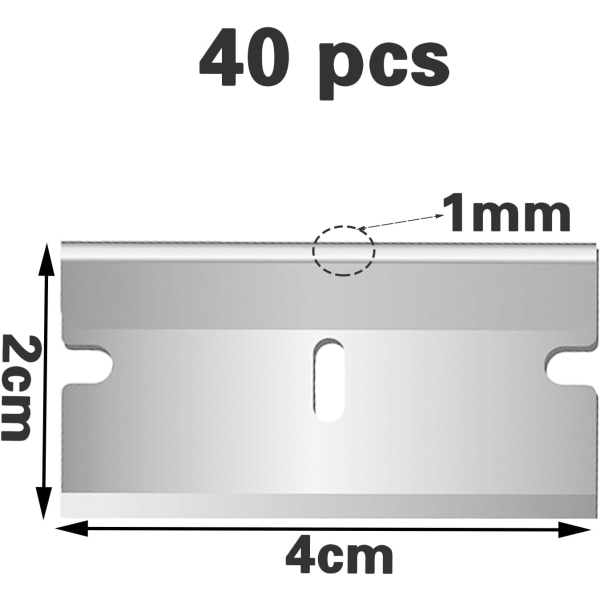 40 Premium Kartongersättningsskraporblad, Högkvalitativt Rostfritt Stål