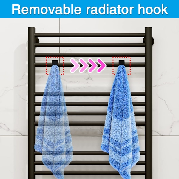 8 stk. runde radiator kroge, hvide håndklædekroge, badeværelses håndklædekroge, radiator