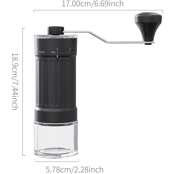 Justerbar ekstern manuel kaffekværn med moderne højpræcisions keramisk konisk kværn og 40-trins justering, egnet til Aeropress