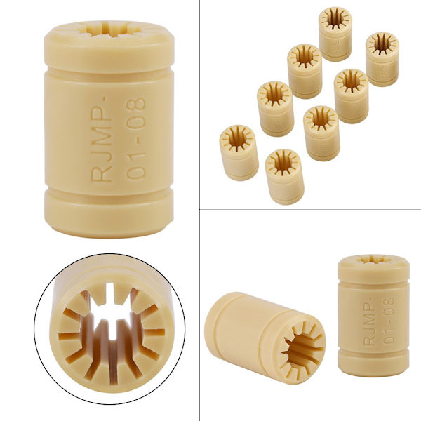 8 stk. 8 mm indvendig diameter, solid polymer lineær lejesæt LM8UU til 3D-printer