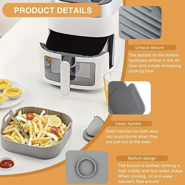 Airfryer-form, silikon, 20 cm, grå