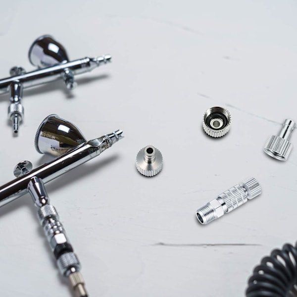 5 Deler Airbrush Adaptersett, Universelle Hann-Hunn Koblinger Adapter, Metall Hurtigkobling for Airbrush Metallslangekobling Airbrush