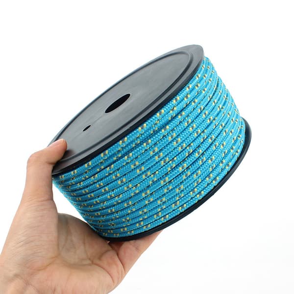 Utomhus 5 mm tjockt reflekterande rep 50M tältrep, markspik, dragrep