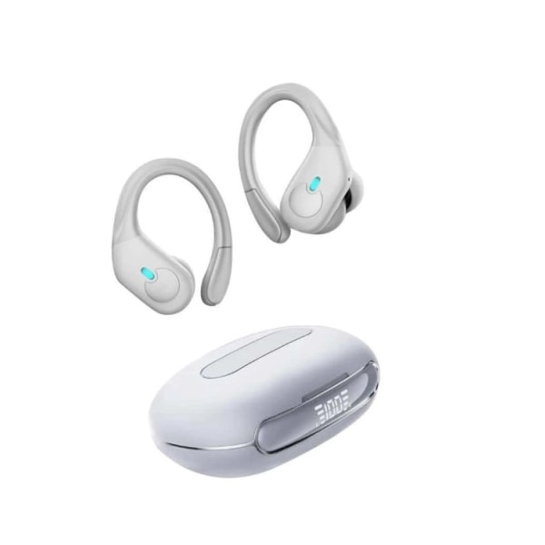 Sports Bluetooth-hodetelefoner, støyreduserende ørepropper med ørekroker, IPX5 vanntett med LED-skjerm, hvit