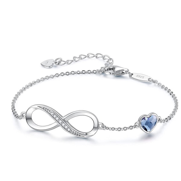 Infinity hjerte symbol sjarm lenke armbånd for kvinner sterling sølv rustfritt stål justerbar jubileums smykker