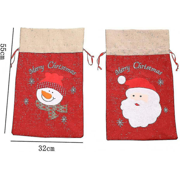2 stk. Stor lerretspose med julenisse 20cm * 12cm * 5cm