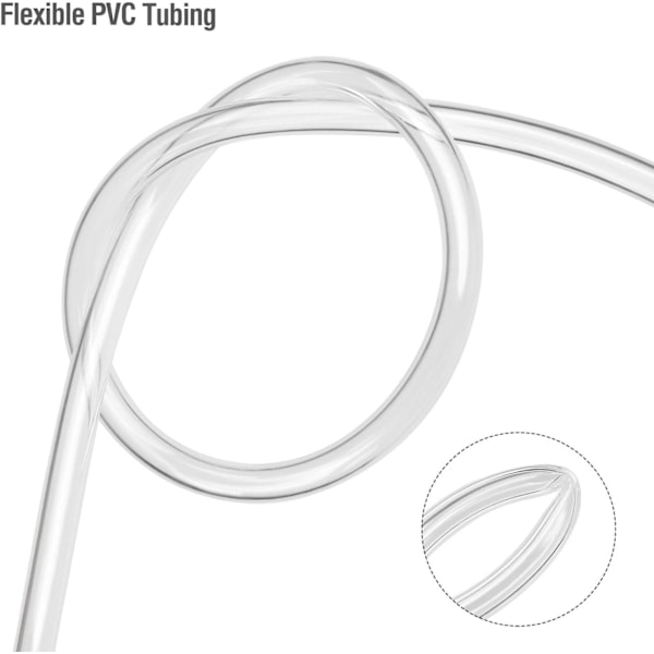 8mm x 12mm Matvaregodkjent Klar PVC Fleksibel Slange Vannslange Luftslange 5m med 2 Slangeklemmer