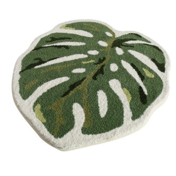 Gröna Blad Badrumsmattor Söta Monstera Badmatta Boho Tvättbara Mattor Palmformad Golvdekor Badrumsmattor för Badrum (40*60cm)