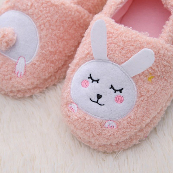 Pojkarna Plysch Hundtofflor US 9-10 M=6.9 tum/17.5 cm，rosa