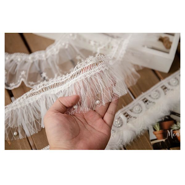 3 kpl 1 jaardia (91 cm) organza-pitsikoriste, plisseerattu tyllipitsi kangas, plisseerattu