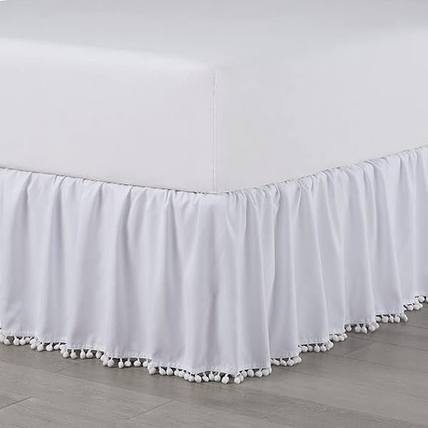 Tassle Platform Bedskirt, Twin, Vit 100*190+36cm