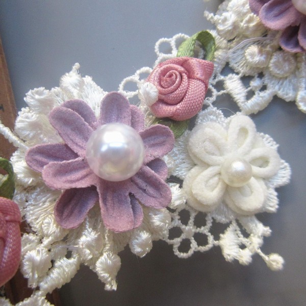 1 Meter Pearl Flower Beads Spets Kantkant Band 6 cm Bredd Aprikos Tr