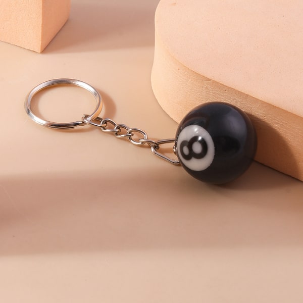 Stylish Billiard Size 8 Keychain Black