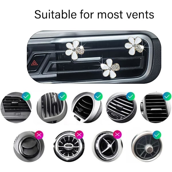 3 st Daisy Car Vent Clip, söta Daisy-formade bildekorationsklämmor, bil O