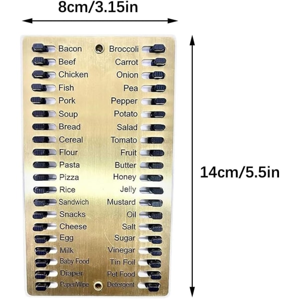 Inköpslista i metall, återanvändbar inköpslista, minnestavla, Met