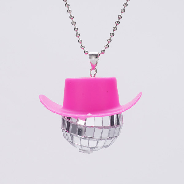 Rosa discokula, spegelprydnad, accessoar till cowboyhatt, söt discokula