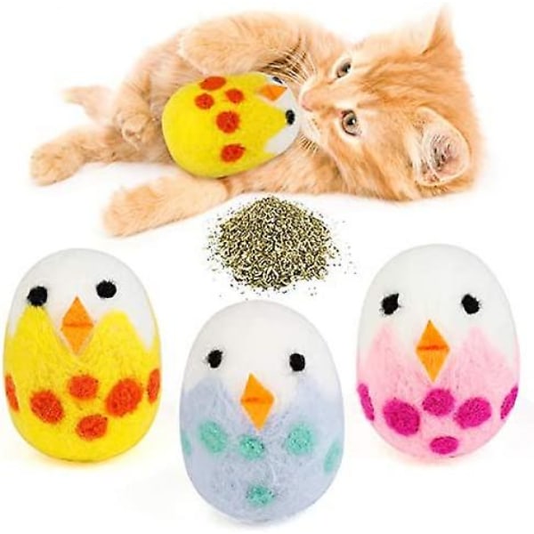 3pcs Easter Cat Toy Cute Chicken Egg Kitten Felt Toys Catnip Toy Cat Chew T