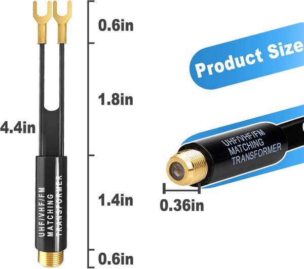 Ancable Matching Transcompatiblemer, 3-pakning gullbelagt - 75 Ohm til 300 Ohm A