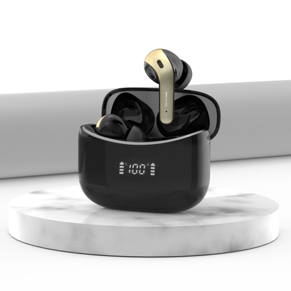 In-ear bilaterale sports trådløse hovedtelefoner, Bluetooth hovedtelefoner 5.3, LED display, sort