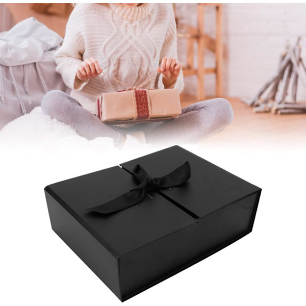 Presentförpackning med dubbla dörrar och rosettdesign, enkel att montera, dekorativ och praktisk för förvaring (svart)
