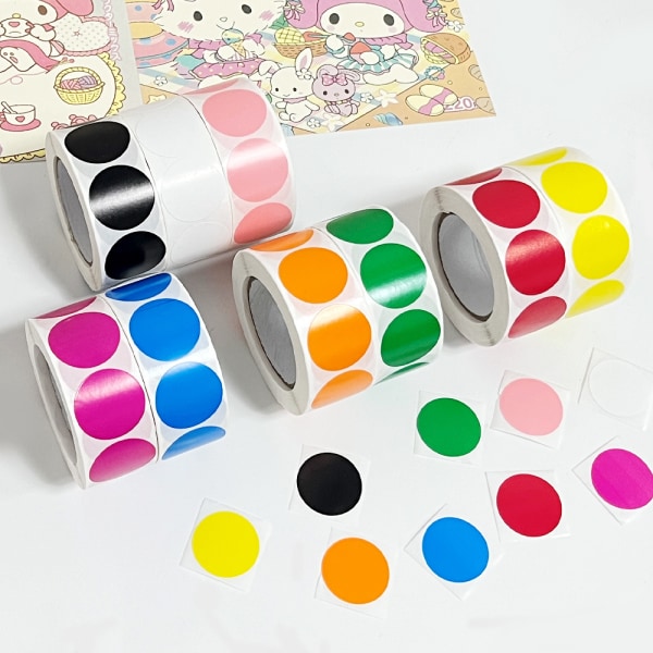 9-pak selvklæbende runde klistermærker Rund etiket farveklistermærke Selvklæbende