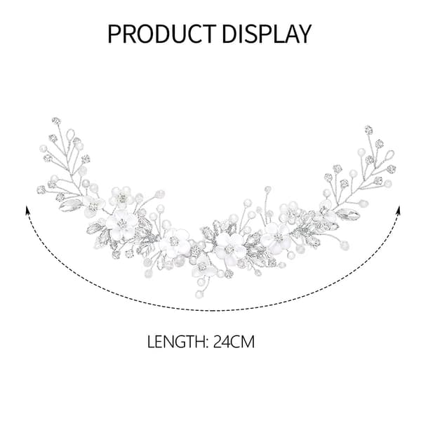 Blomster Bryllup Hår Tendril Sølv Krystall Brud Hodeplagg Perle Rhin