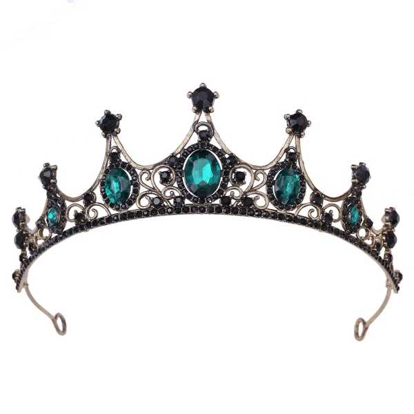 Green Crown Tiara för kvinnor, Vintage Princess Crown Queen Tiara med h
