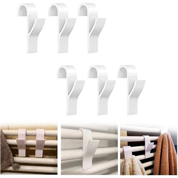 Radiator krok, håndklekrok for radiator, baderomskrok for radiator, hvit plast