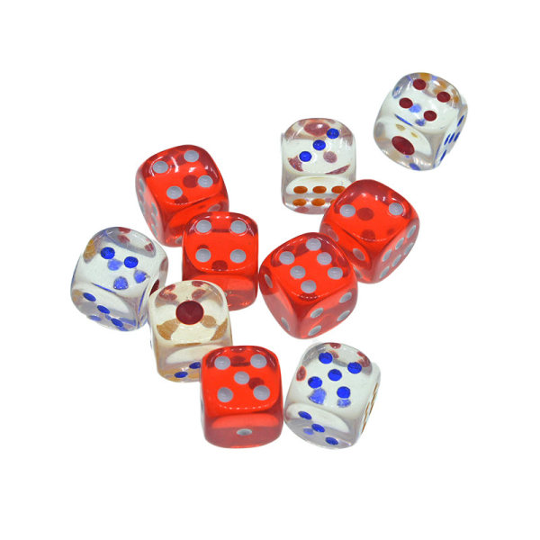 10-sidig spelkuber i flera färger