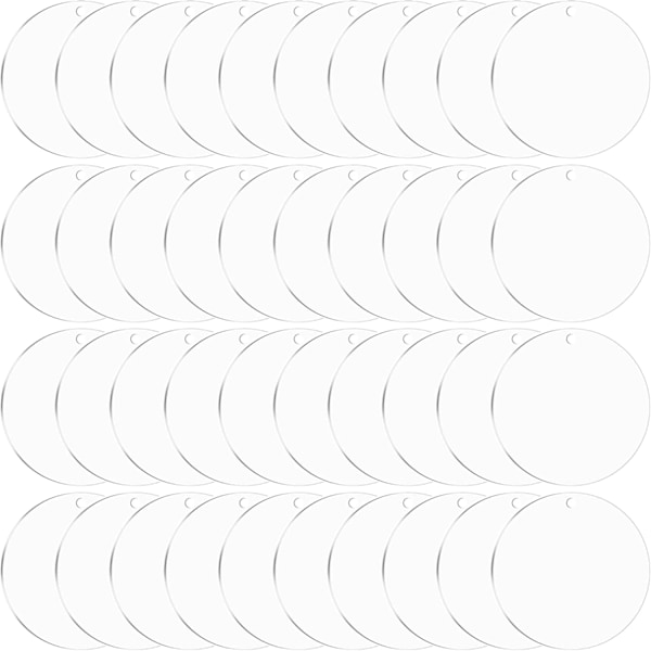 40 Stykker Klare Akrylplater, 5cm Transparent Rund Plate, Sirkulær Akryl Plastskive for DIY Nøkkelringhåndverk og Håndverksprosjekt