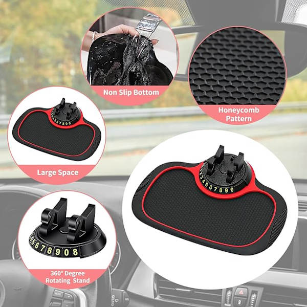 Multifunksjonell sklisikker bilmatte, 360° roterende mobiltelefonholder, vann