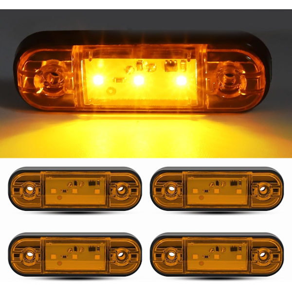 10 st sidomarkeringsljus 12V/24V Universal Positionsljus 3-LED Fram