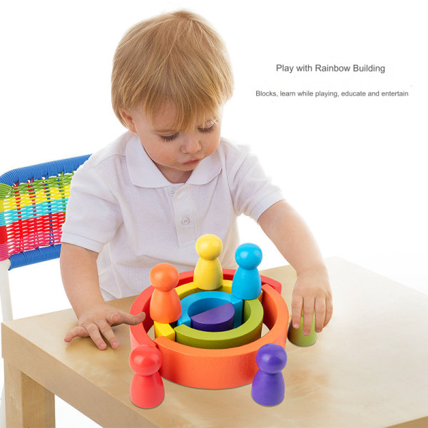 Wooden Toys Rainbow Stacking Blocks-Toys Building Blocks